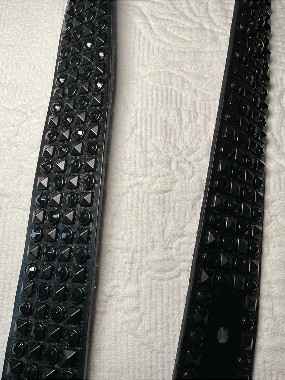 CAbi Black Studded Leather Belt with Silver-Tone Hex Buckle